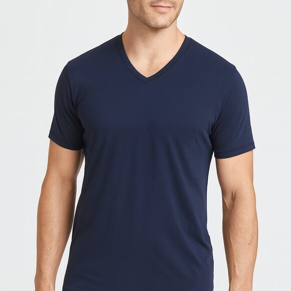 Mack Weldon Mens Pima Cotton V-neck T-shirt, Size XXLarge, Navy - Picture 1 of 4